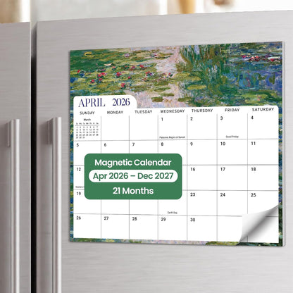 2026-2027 Magnetic Calendar for Refrigerator, Apr 2026-Dec 2027 | 21-Month Fridge Calendar 2026-2027 for Home Planning, Scheduling and Easy Organization, Greenery