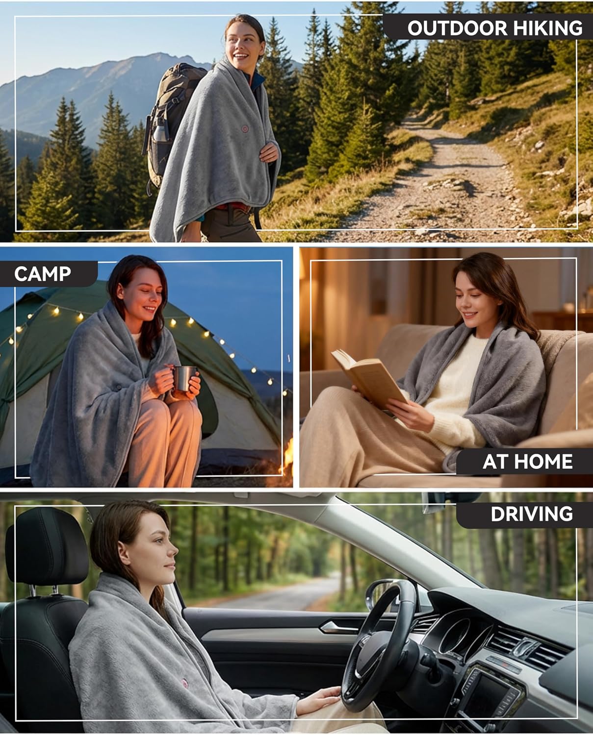 Cordless Heated Throw with Portable Battery Pack | Far Infrared USB Electric Blanket | Ultra-Soft Faux Rabbit Fur for Couches, Office, Camping & Travel