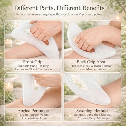 BBTO 2 Pcs Gua Sha Tools Body Scraper with Grip Facial Massage, Clear
