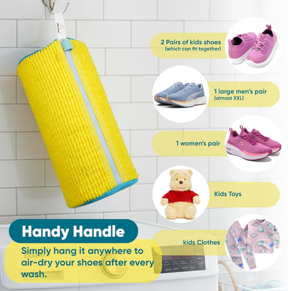 Shoe Washing Machine Bag - 2pcShoe Cleaning Bag for Sneakers, include 1 shoe brush,1 drying hook