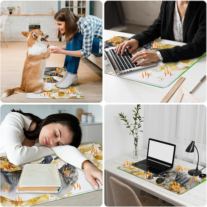 Heated Desk Pad Heated Large Mouse Pad, Electric Quickly Warm Desk Mat with 3 Levels Heating 3 Hours Auto Shut-Off, 31.5" x 13" Warm Gaming Mousepad Hand Foot Warmer, Baby Elephant