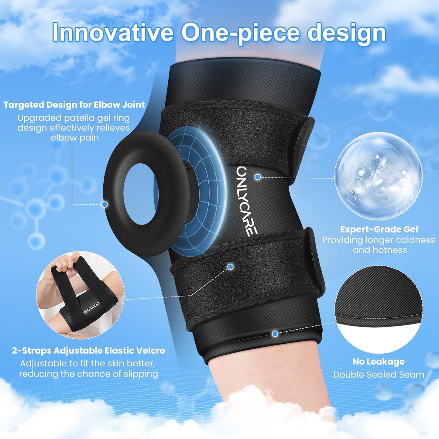 Knee Ice Pack, ONLYCARE Soothing Knee Compression Sleeve for Injuries, Upgraded Gel Cold Wrap, Hot & Cold Therapy, Reusable for Meniscus, Arthritis, ACL, MCL Pain Relief, Injury Recovery (S)