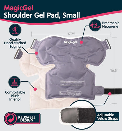 Magic Gel Ice Pack | Reusable, Flexible & Long Lasting for Rotator Cuff Injuries, Bursitis and Swelling | Hot or Cold Therapy Compression Wrap for Left or Right Shoulder