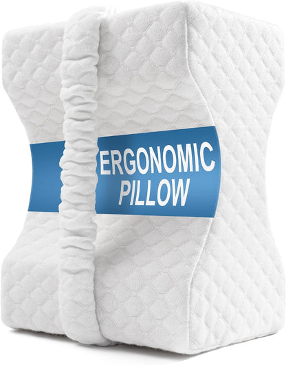 UJPFEO Knee Pillow for Side Sleepers, Leg Pillow for Sciatica, Back, HIPS, Knees, Joints Pain Relief,Pillows for Between Legs While Sleeping Spine Alignment Support & Relieves Pressure,Cooling White