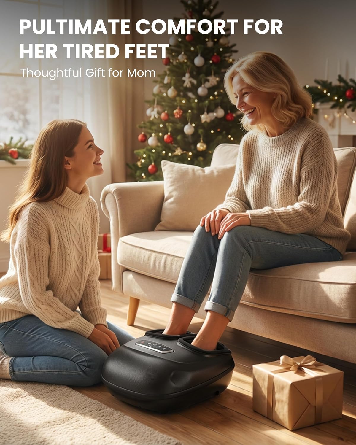Shiatsu Foot Massager with Heat and Compression, Kneading, Rolling,Electric Feet Massager for Plantar Fasciitis, Neuropathy, Feet Heater, Foot Warmer for Women, Size Up to 14"