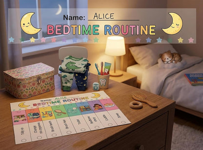 19PCS Kids Flip Daily Household Routine Chart Set – Morning/Afternoon/Bedtime & Chore Visual Schedule for Kids with Include Customizable Routine Chart with Stickers & Velcro Dots
