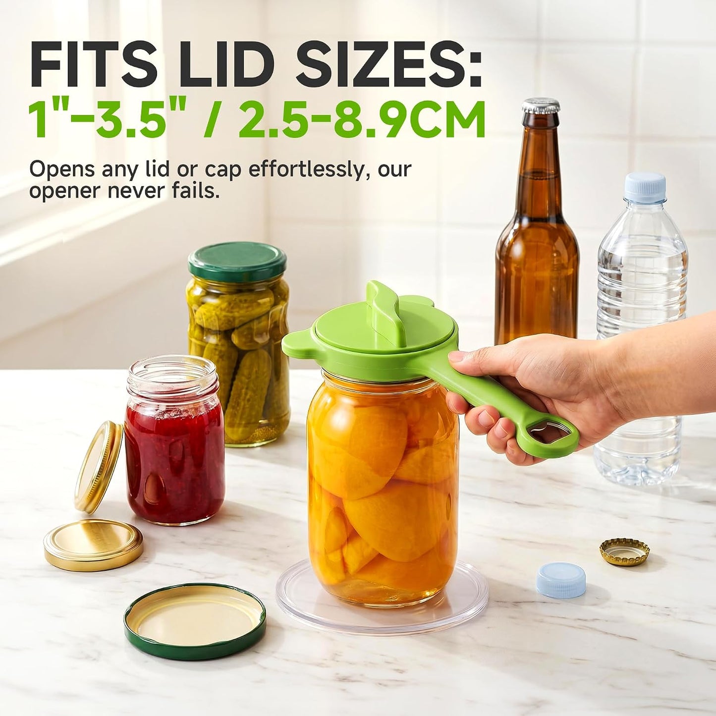 2026 Upgraded 4-in-1 Jar Opener - Adjustable Stainless Steel Lid Remover for Seniors & Arthritis Sufferers, Fits Kitchen Jars, Bottles & Cans Blue
