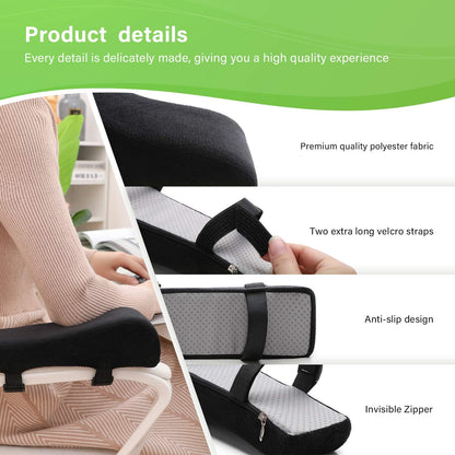 LargeLeaf Chair Ergonomic Armrest Pads Elbow Pillow Pressure Relief Office Chair Gaming Chair armrest with Memory Foam armrest Pads 2-Piece Set of Chair (Black_Velvet)