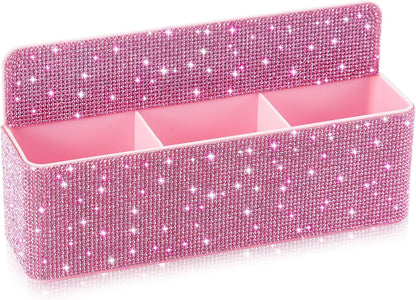 MotiMind Purple Locker Accessories for Girls, Bling Magnetic Pen Holder for Refrigerator, Back to School Rhinestone Marker Holder for Locker, Sparkly Gift for Student (Medium,Rhinestone)