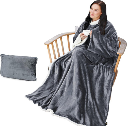 Catalonia Sherpa Wearable Blanket with Sleeves Arms