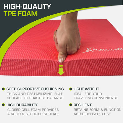 ProsourceFit Exercise Balance Pad, Non-Slip Cushioned Foam Mat & Knee Pad for Fitness and Stability Training, Yoga, Physical Therapy