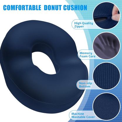 BlissTrends Donut Pillow Seat Cushion, Memory Foam Lifting Cushions(Black) | Donut Chair Cushions for Postpartum Pregnancy & Hemorrhoids,Tailbone Pain Relief Cushion for Office&Home Chairs