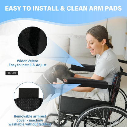 SPRING SEAON Wheelchair Armrest Covers, Soft Suede Memory Foam Pads, 1 Pair