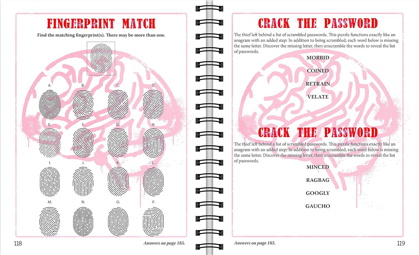 Brain Games - Criminal Mind Puzzles: Crime-Themed Brain Teasers | Visual, Verbal, Memory & Logic Puzzles | Spiral Bound Activity Book for Adults & Teens