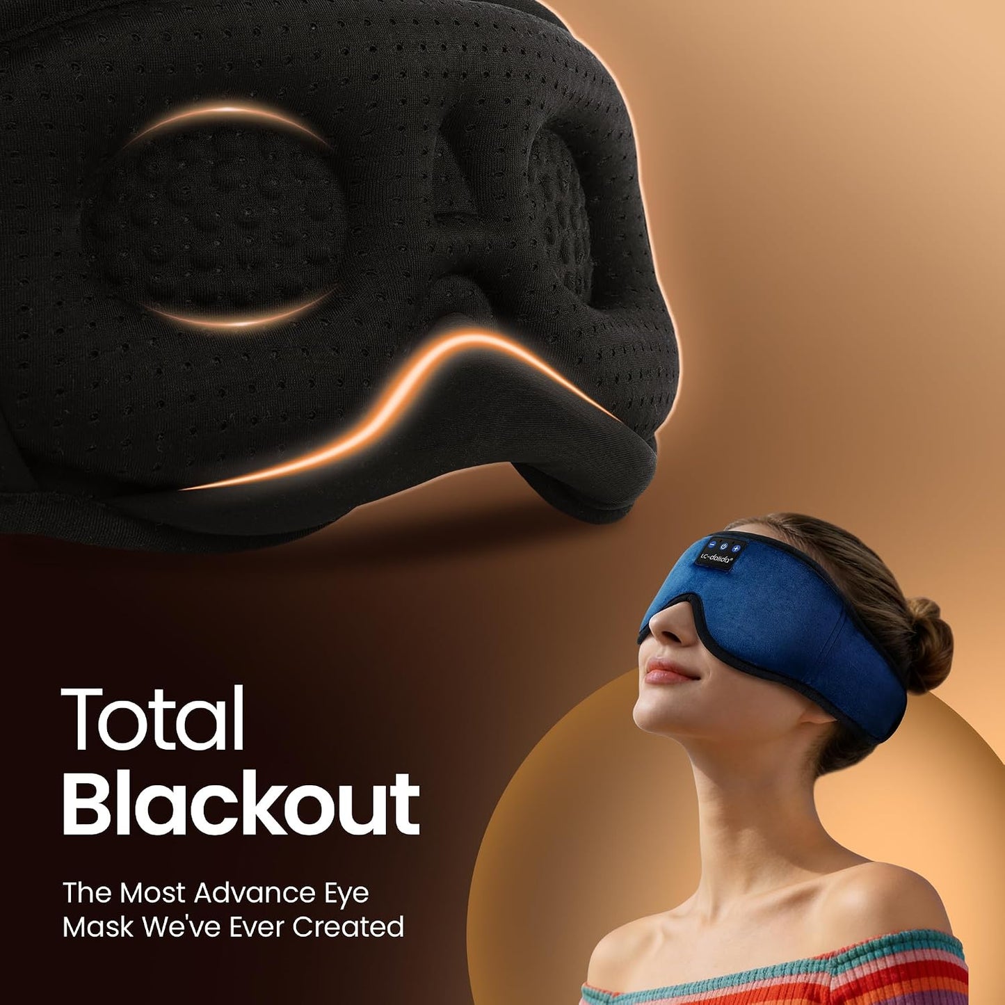 LC-dolida Sleep Headphones, 3D Sleep Mask Bluetooth Wireless Music Eye Mask, Sleeping Headphones for Side Sleepers Sleep Mask with Bluetooth Headphones Ultra-Thin Stereo Speakers Perfect for Sleeping