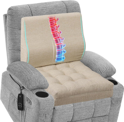 baibu Memory Foam Recliner Cushions with Lumbar Support Pillow Set for Elderly, 20x20x5 Inch Dual-Layer Design Non-Slip Recliner Seat Cushion & Back Support Pillow for Reduce Hip & Lumbar Pain, Brown