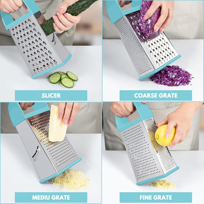 Urbanstrive Cheese Grater With Container Box Grater Stainless Steel Graters for Kitchen Cheese Shredder Parmesan Shredder Kitchen Gadgets Kitchen Tools Kitchen Gifts for Chef Dishwasher Safe Zester