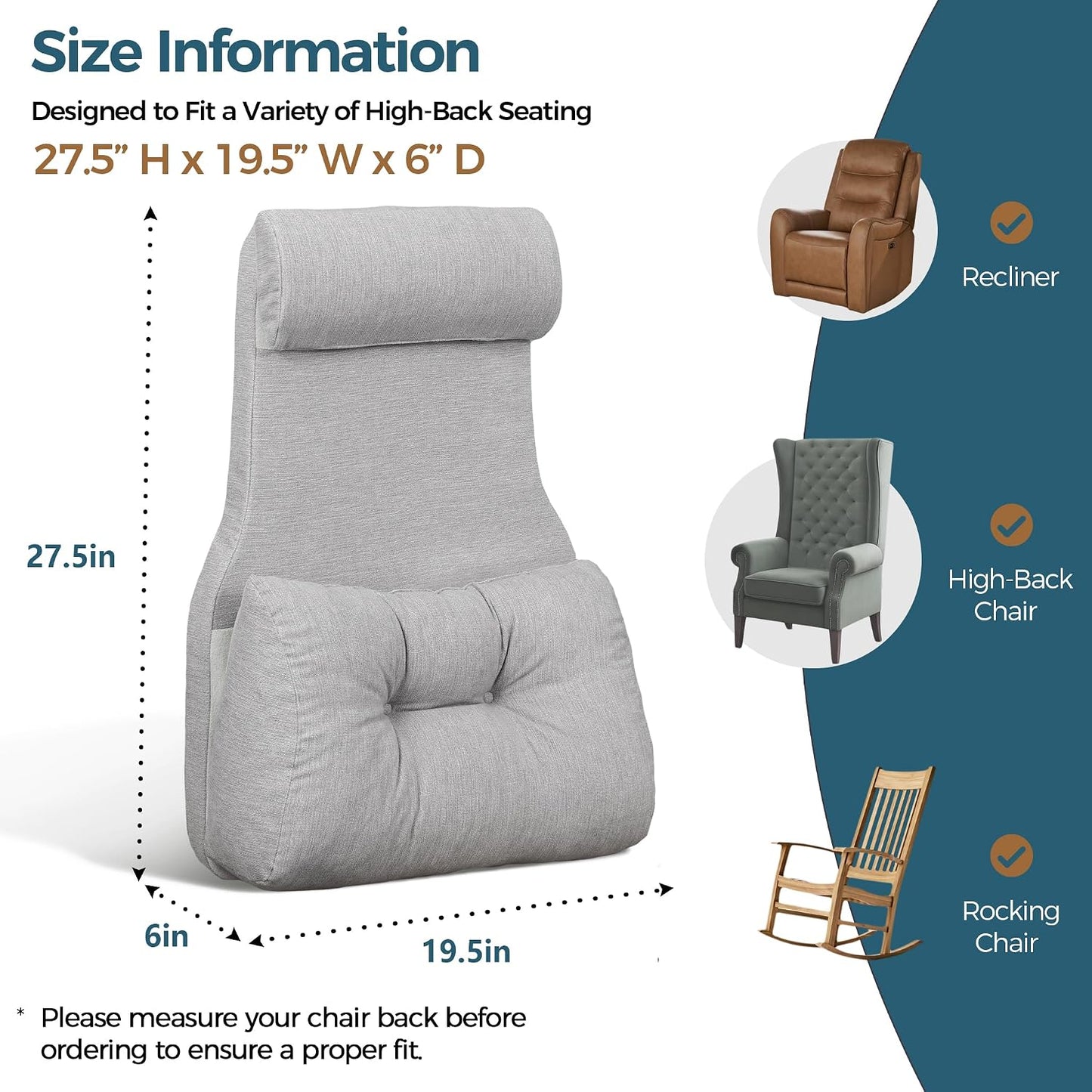 Shinnwa Adjustable Lumbar Support Pillow for Recliner with Headrest | Self-gripping fabric,Shredde memory foam Back Support Pillow with Headrest, Lower Back Pillow for Chair and Couch