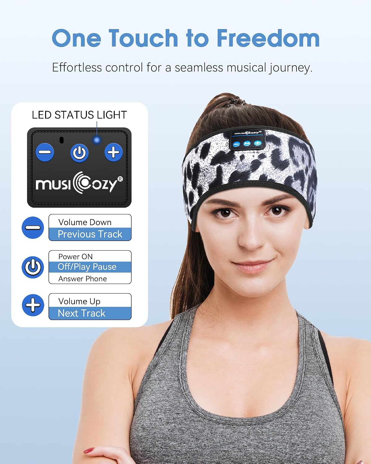 MUSICOZY Sleep Headphones Bluetooth Headband Headphones for Side Sleepers