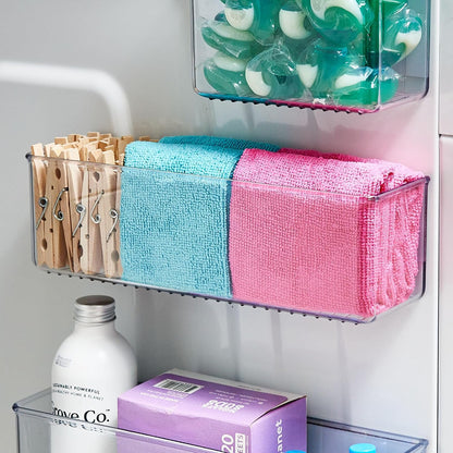 iDesign Magnetic Small Clear Plastic Organizer Bins | Laundry Room Storage