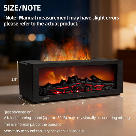 TMEHM Essential Oil Diffuser Humidifier with Fireplace Flame Effect