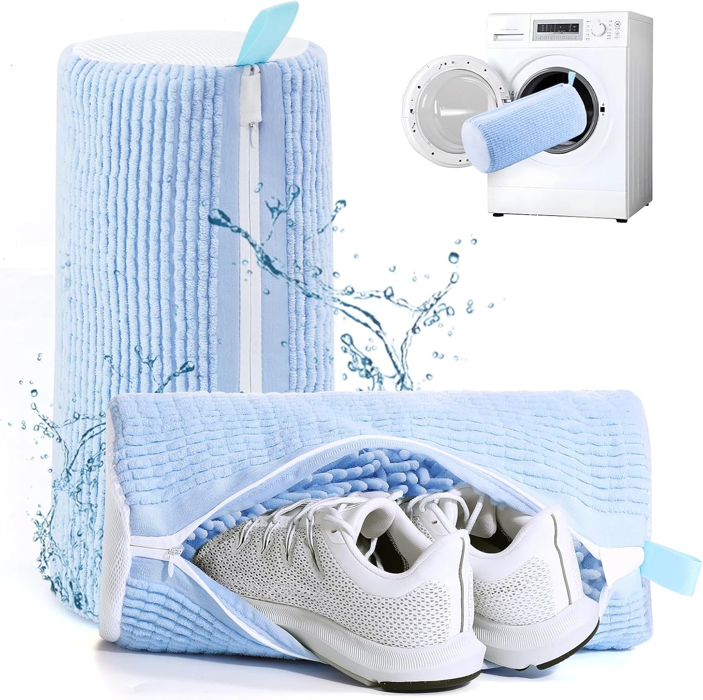Aship Shoe Washing Machine Bag, Laundry Shoes Bag for Washer & Dryer - 2PC Reusable Shoe Cleaning Bag for Sneakers,Tennis Shoes, 360° Deep Cleaning With Self-locking Zipper for All Shoes Sizes - White