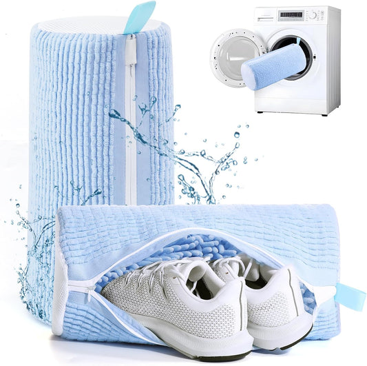 Aship Shoe Washing Machine Bag, Laundry Shoes Bag for Washer & Dryer - 2PC Reusable Shoe Cleaning Bag for Sneakers,Tennis Shoes, 360° Deep Cleaning With Self-locking Zipper for All Shoes Sizes - White