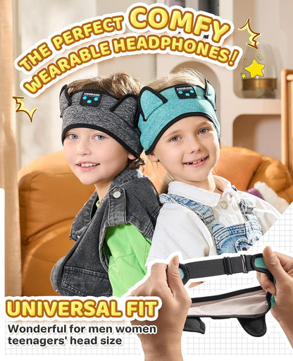 KIDSBAND Kids Bluetooth Headphones, Sleep Headband [Wireless & Wired Playback 2in1] Foldable Headphones for School/Travel/Tablet/Sleep