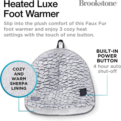 Brookstone Electric Foot Warmer with 4 Heat Settings, Sherpa Lined