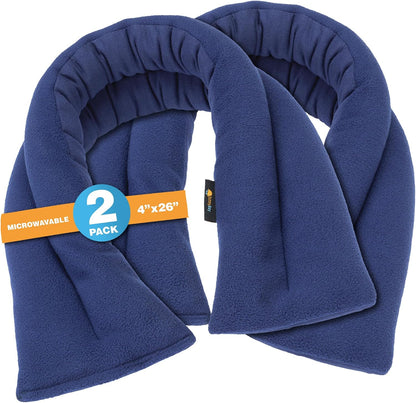 SunnyBay Microwavable Heating Pad for Neck and Shoulder, Heated Neck Wrap, Microwave Heat Pad, Weighted Beanbag Moist Hot or Cold Compress, 2.2 lbs, 26x4 Inches, Navy Blue