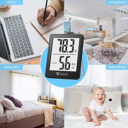 DOQAUS 3 Pack Digital Hygrometer Indoor Thermometer Humidity Monitor Black | Humidity Meter Mini Hygrometer with Accurate Temperature and Humidity Monitor for House, Baby Room, Greenhouse, Incubator