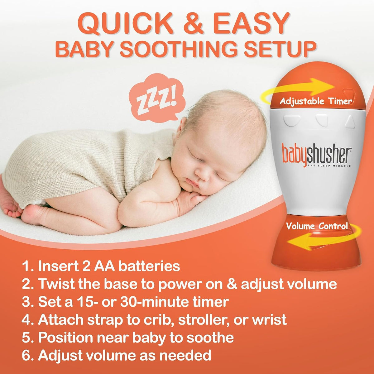 Baby Shusher Portable Sound Machine Mom-Like 'Shh!' Sound for Baby, 1 Count