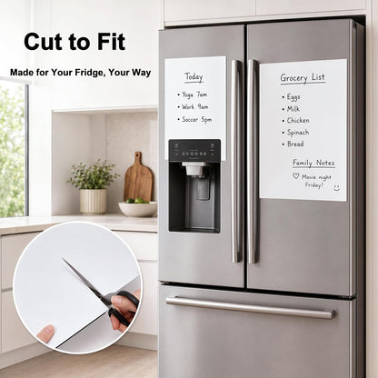 Magnetic White Board for Refrigerator Plan Weekly Menus at a Glance | Dry Erase Sheet for Meal Schedules - 12" x 8" Kitchen Command Center for Busy Moms with Magnet Backing Packed Flat