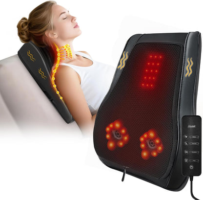 Joyset Back Massager with Heat, Shiatsu Chair Cushion for Lower Back | Upper & Lower Back 2-Level Heat, 16 Nodes Bidirectional Deep Kneading, Removable Washable Cover, Universal Fit for Mom, Dad