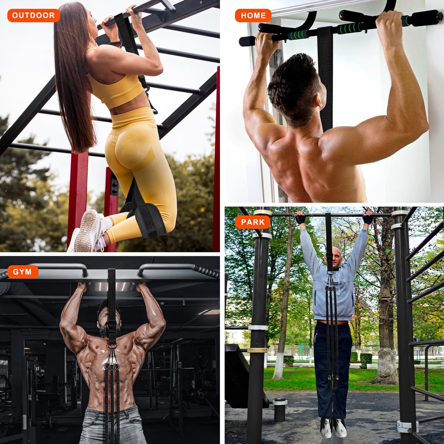 HPYGN Two Foots Pull Up Assistance Bands, Heavy Duty Resistance Band for Pull Up Bar, Adjustable Weight/Size with Fabric Feet/Knee Rest, Bands for Pull Up Assist for Strength Training, Pull Up