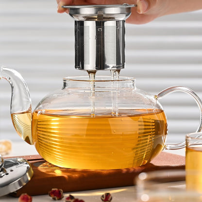 Fox Run Glass Teapot and Infuser, 4 Cup Tea Pot with Smooth Pouring Spout | Easily Brew, Steep & Pour Loose Leaf Tea | 27 Oz Glass Tea Pot With Stainless Steel Infuser Insert | Clear Teapot With Spout