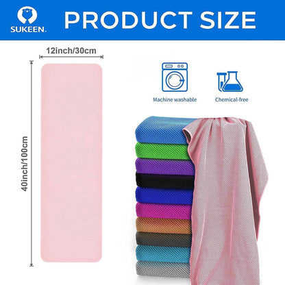 Sukeen Cooling Towels 6 Pack (40"x12"), Cooling Neck Wraps, Ice Towels, Microfiber Breathable Cooling Towel for Hot Weather, Sweat Towel for Gym, Sport, Running, Golf, Workout, Camping, Fitness