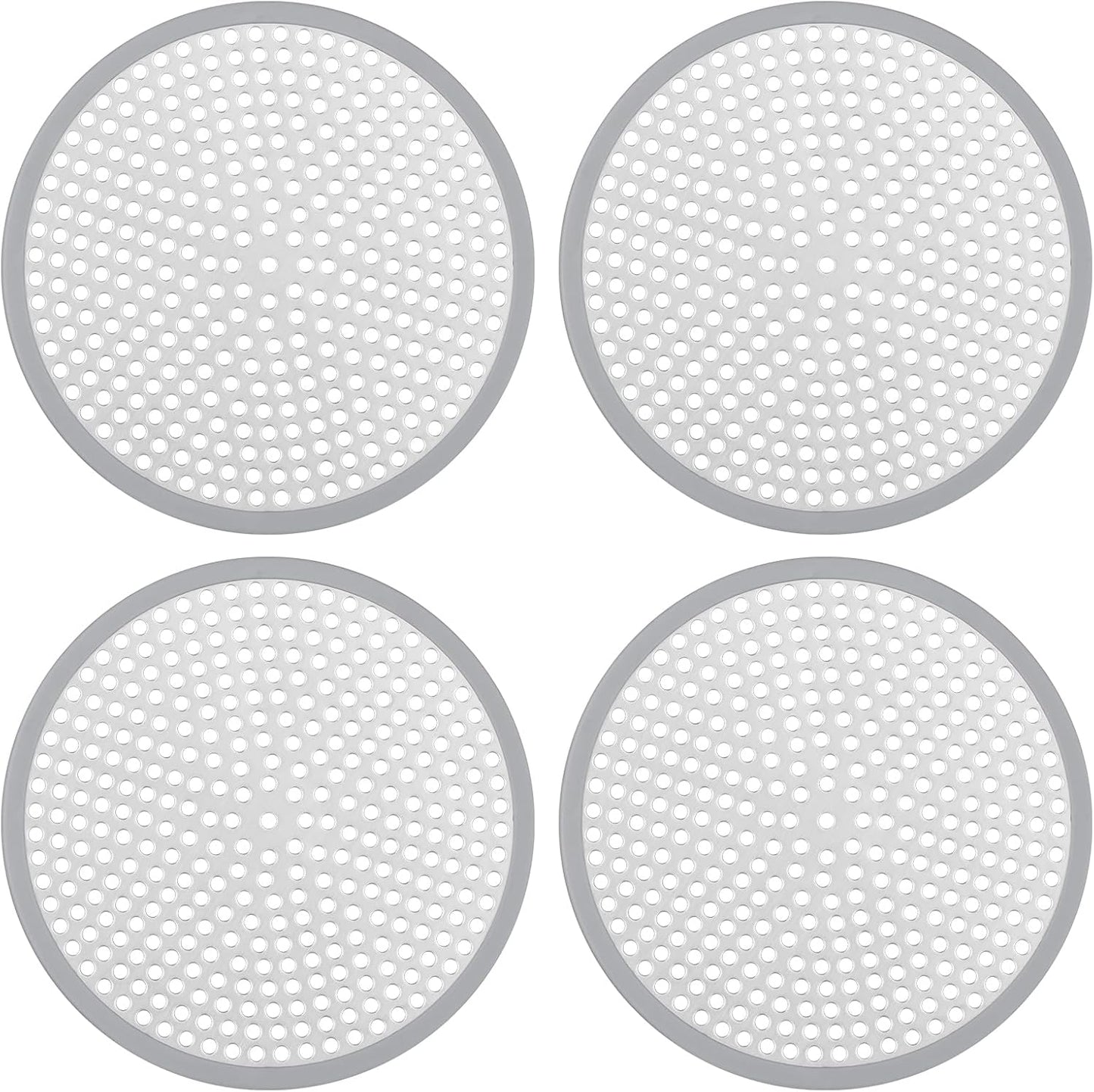 Ohtomber 2PCS 4.72" Stainless Steel Shower Drain Hair Catcher, Silicone Rim | Fine Mesh Hair Trap, Anti-Clog, Silicone Rim, Rust Proof, Fits Shower Bathtub Sink Floor Drains, Easy Disassembly & Cleaning
