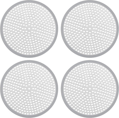 Ohtomber 2PCS 4.72" Stainless Steel Shower Drain Hair Catcher, Silicone Rim | Fine Mesh Hair Trap, Anti-Clog, Silicone Rim, Rust Proof, Fits Shower Bathtub Sink Floor Drains, Easy Disassembly & Cleaning