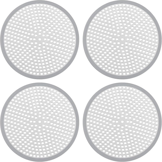 Ohtomber 2PCS 4.72" Stainless Steel Shower Drain Hair Catcher, Silicone Rim | Fine Mesh Hair Trap, Anti-Clog, Silicone Rim, Rust Proof, Fits Shower Bathtub Sink Floor Drains, Easy Disassembly & Cleaning