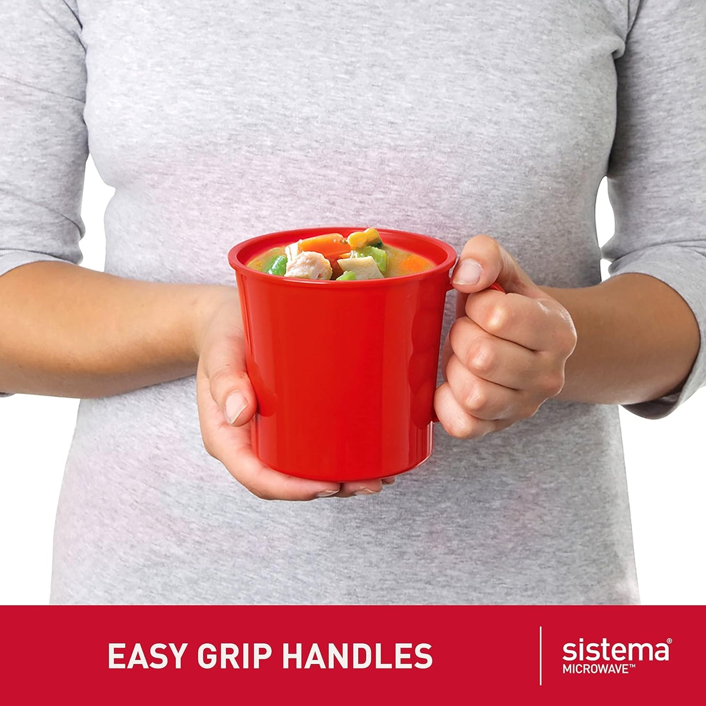 Sistema Microwaveable 940mL Noodle Bowl, Round Microwave Container with Lid & Steam-Release Vent, Cooks Pasta, Soup, Stew & More, Dishwasher & Freezer-Safe, BPA-Free
