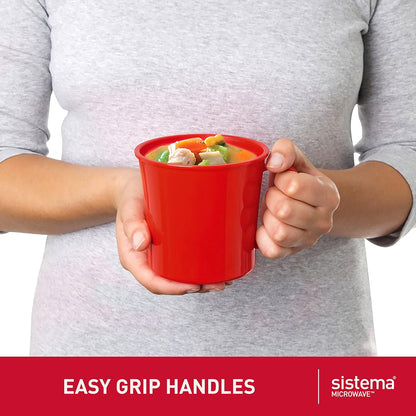 Sistema Microwaveable 940mL Noodle Bowl, Round Microwave Container with Lid & Steam-Release Vent, Cooks Pasta, Soup, Stew & More, Dishwasher & Freezer-Safe, BPA-Free