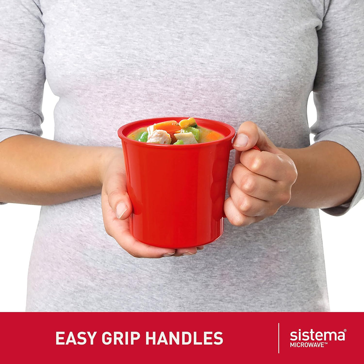 Sistema Microwaveable 940mL Noodle Bowl, Round Microwave Container with Lid & Steam-Release Vent, Cooks Pasta, Soup, Stew & More, Dishwasher & Freezer-Safe, BPA-Free