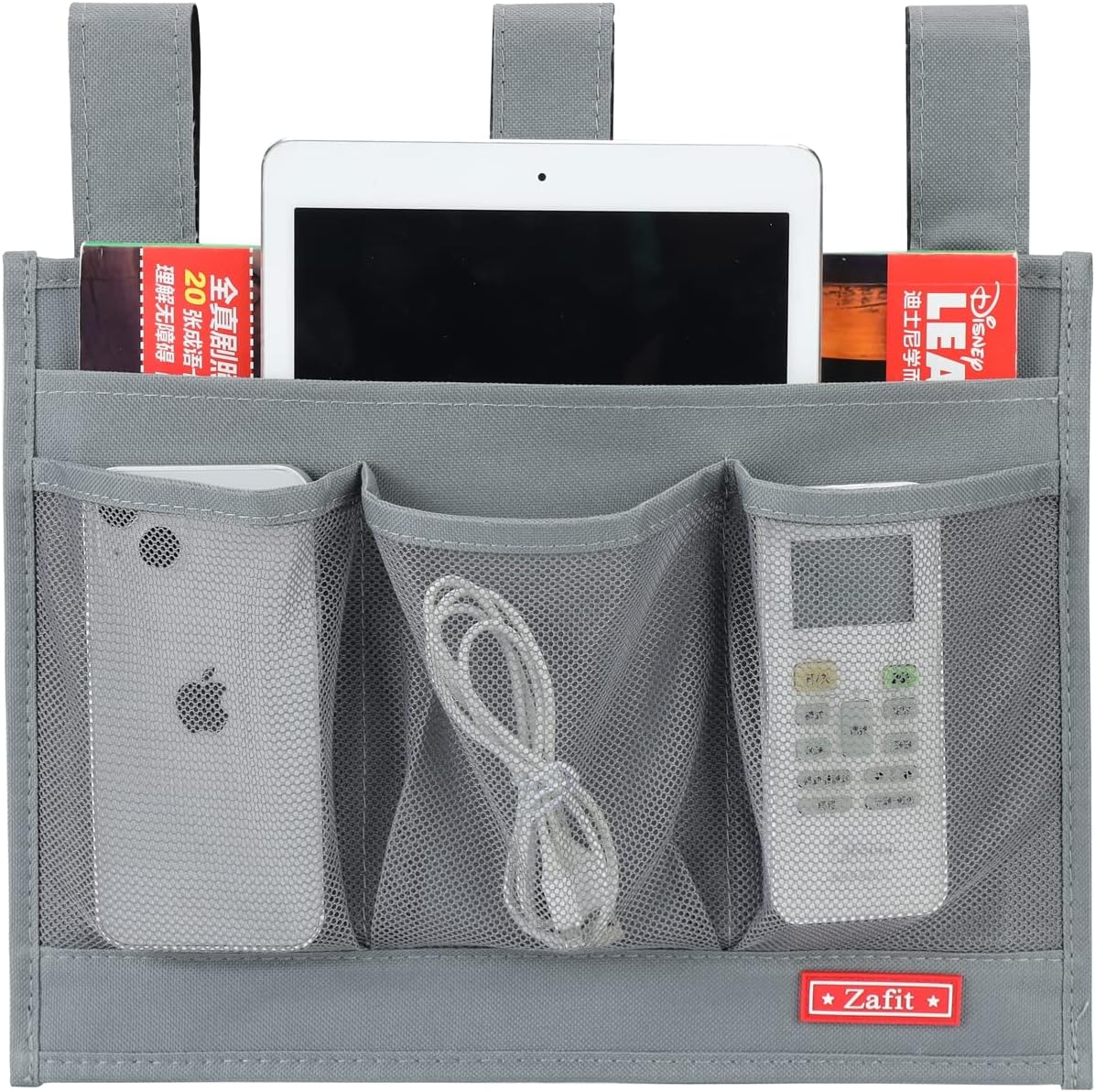 Zafit Hanging Bedside Caddy, Bedside Storage Organizer for Magazine, Phone, Remote control (Classic4 Pockets-Black)