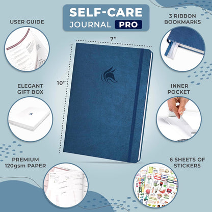 Clever Fox Self-Care Journal PRO for Women, Mental Health, Seashell | Guided daily life reflection, wellness, gratitude, and mood prompts, habit tracker, 7x10 in, eco leather hardcover