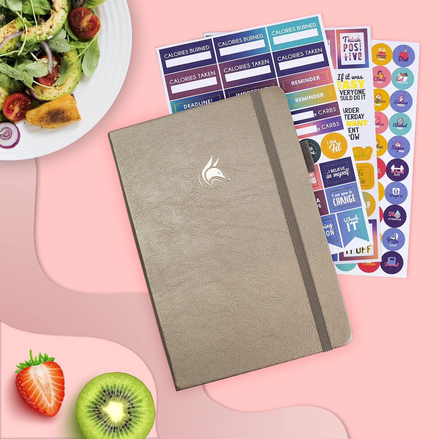 Clever Fox Wellness Planner & Food Journal for Weight Loss, A5 Orange | 5.8"x8.3" nutrition & exercise tracker for women tracking meals, diet & symptom diary, calorie counter notebook, stickers