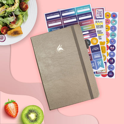 Clever Fox Wellness Planner & Food Journal for Weight Loss, A5 Orange | 5.8"x8.3" nutrition & exercise tracker for women tracking meals, diet & symptom diary, calorie counter notebook, stickers