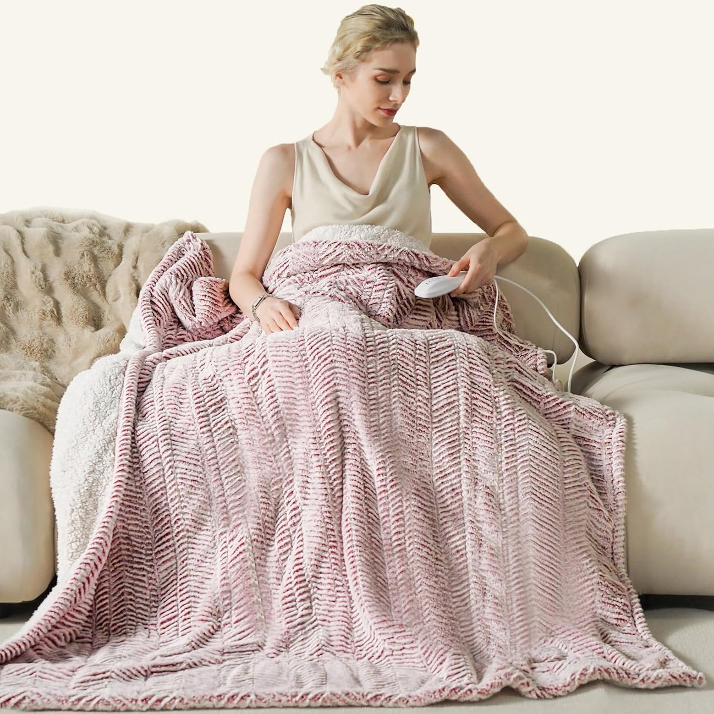 Templewet Heated Blanket Throw 50" x 60",Cute Electric Blanket,Racoon | Timer Settings,Auto Off,Soft Sherpa Heated Throw Blanket,Machine Washable,Fast Heating for Sofa Bed Office Use,Gifts for Mom