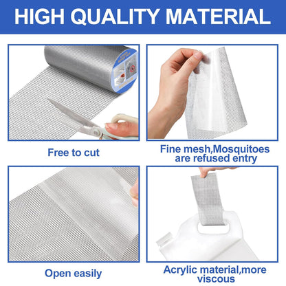 CroBlissful 5 Inch X 20 ft Extra Wide Window Screen Tape Mesh Repair, Gray | Strong Adhesive, Waterproof Fiberglass, Screen Repair Kit Patch, for Window Door Tears Holes