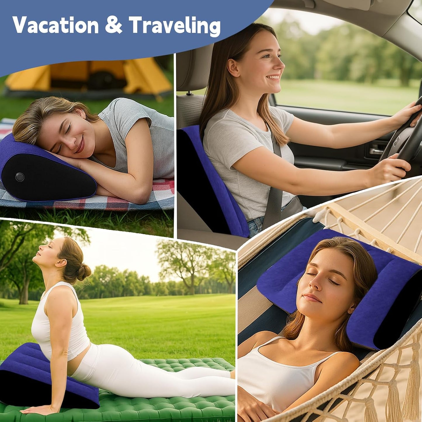 Prosixtoy Portable Wedge Pillow Inflatable Cushion - Body Positioners Lightweight Wedge Pillow for Sleeping, Leg Elevation, Use in Bed, Travel, Camping, Fast Inflating Deflation (Grey)